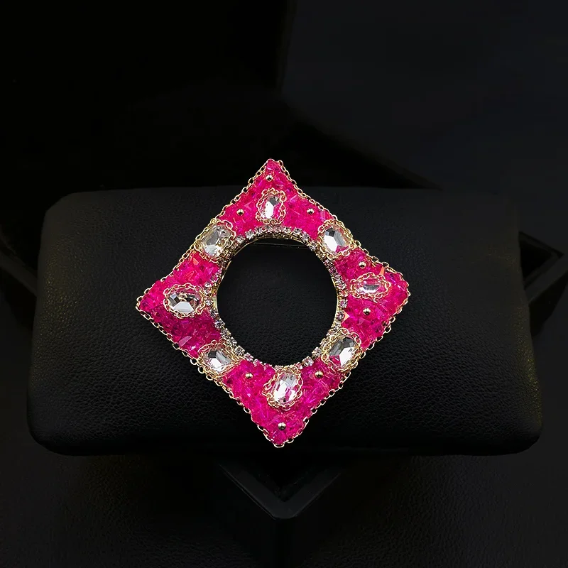 Vintage Handmade Irregular Square Geometric Brooch High-End Chest Original Design Pin Scarf Buckle Rhinestone Jewelry Gifts 1733