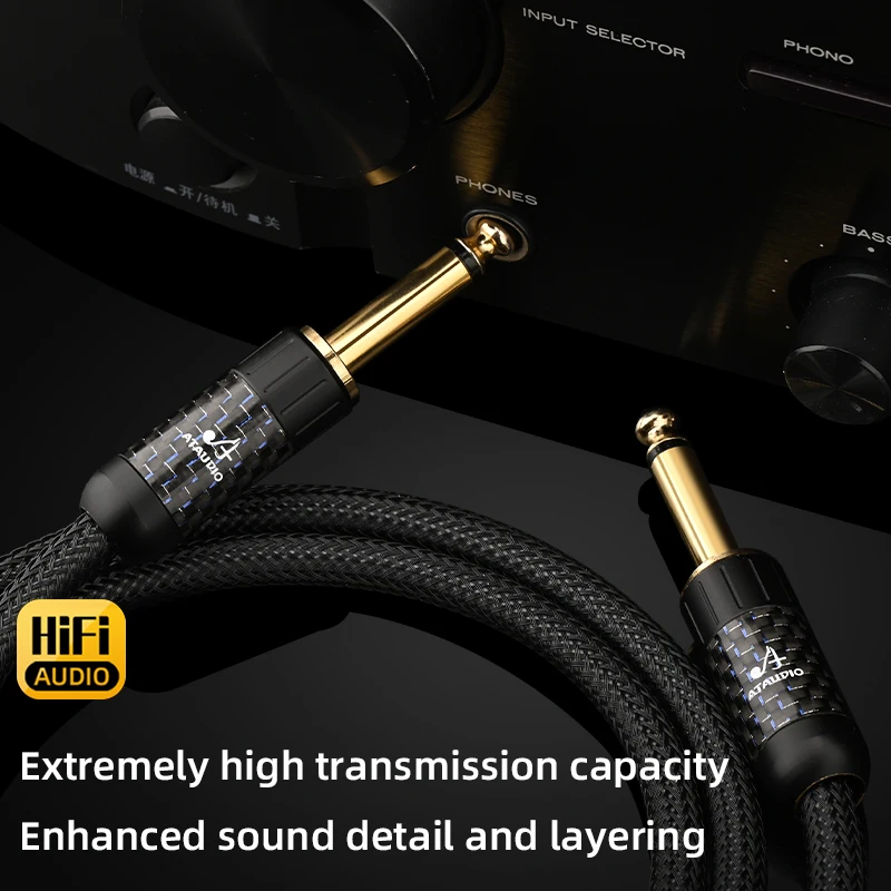 ATAUDIO HiFi 6.5mm TS Audio Connection Cable Square OCC Conductor 6.5mm Jack to Jack for Electric Guitar Amplifier