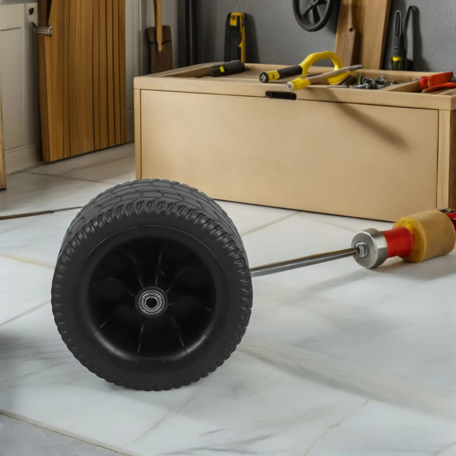 6.6 Inch Heavy Duty Rubber Caster Wheel Replacement for Garden Dump Cart Utility Trailer Yard Wagon Hand Truck Lawn Mower