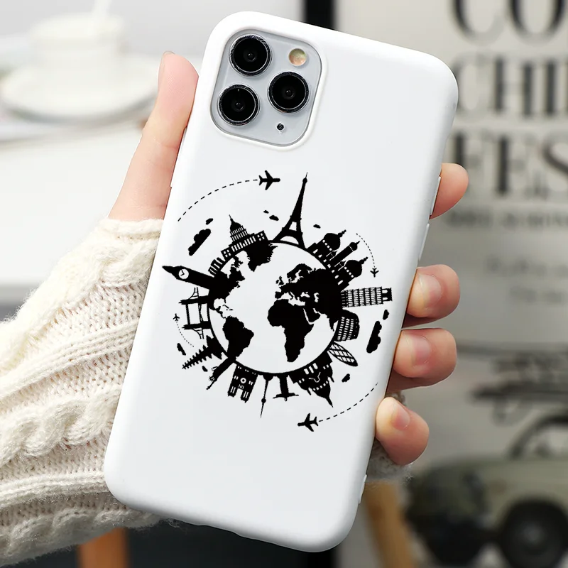 For iPhone 13 15 16 Pro Case World Map Travel Couple Cover For iPhone 14 12 11 Pro Xs Max Mini X XR 8 7 Plus SE Paired Fundas