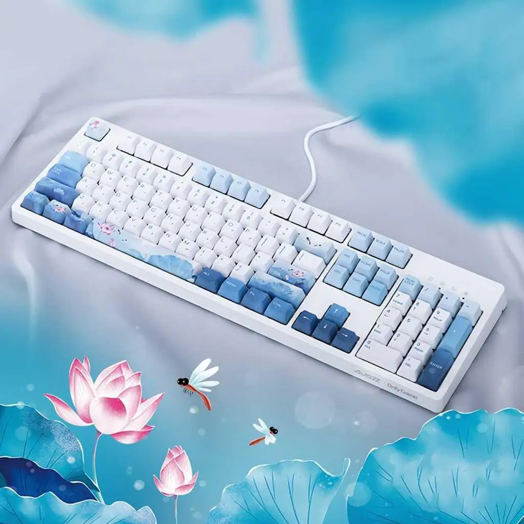 Mechanical Keyboard Computer Gaming Keyboard 104 Keys Anti-Ghosting Unique Chinese Lotus