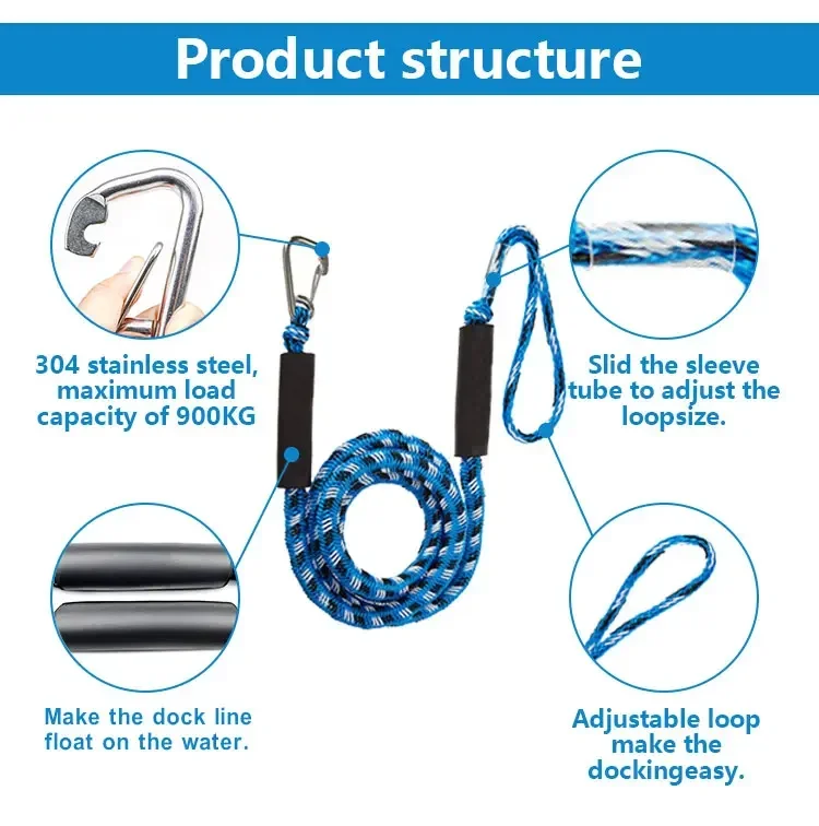 Best Selling Bungee Cord  Double Braided Bungee Dock Line for Small Boats Yacht Kayak