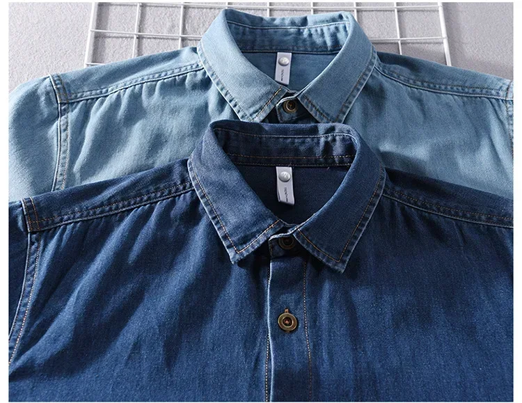 

Весенне-осенняя джинсовая рубашка с длинным рукавом, мужская рабочая одежда, повседневная рубашка с двойным карманом, квадратные джинсовые рубашки из чистого хлопка, мужской ковбойский топ в стиле ретро