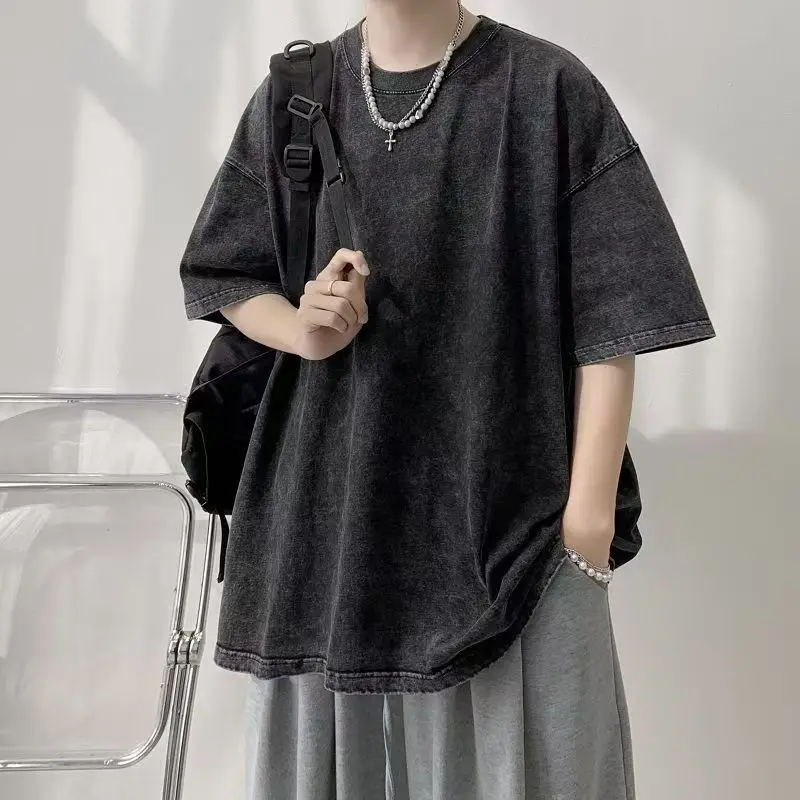 

2026 New Style 100% Combed Cotton T Shirt for Women Men Washed Oversized Tshirt Casual Top Tee Shirt Luxury Male Clothing