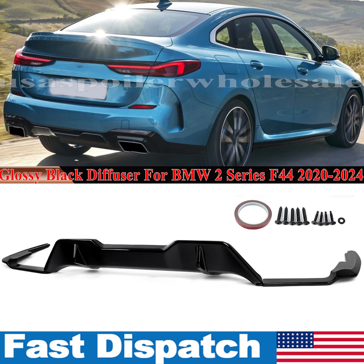 Magickit para BMW F44 2 Series 228i M235i 2020 + MP estilo difusor trasero difusor de parachoques trasero labio M difusor deportivo labio trasero