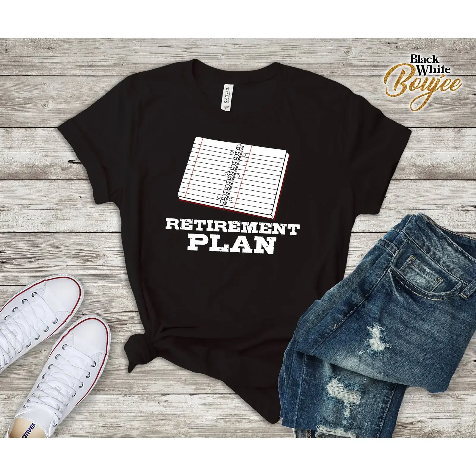 Funny Retirement s Sayings Retired Plan Writing Notebook T Shirt vintage Washed Comfortable Soft designer clothes Breathable