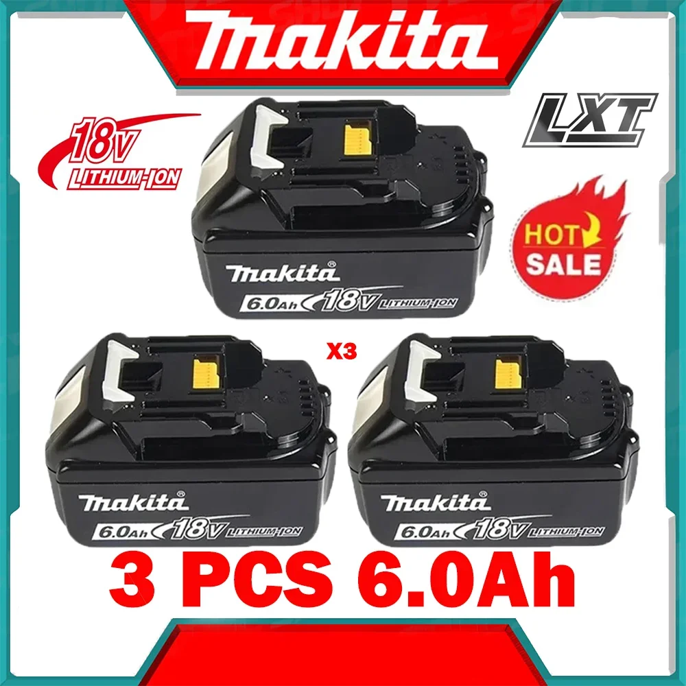 100% оригинальная литий-ионная аккумуляторная батарея Makita 6,0 Ач, 18 В, DTD173 DTW700 DGA404 LXT400 BL1860B, высококачественный электроинструмент