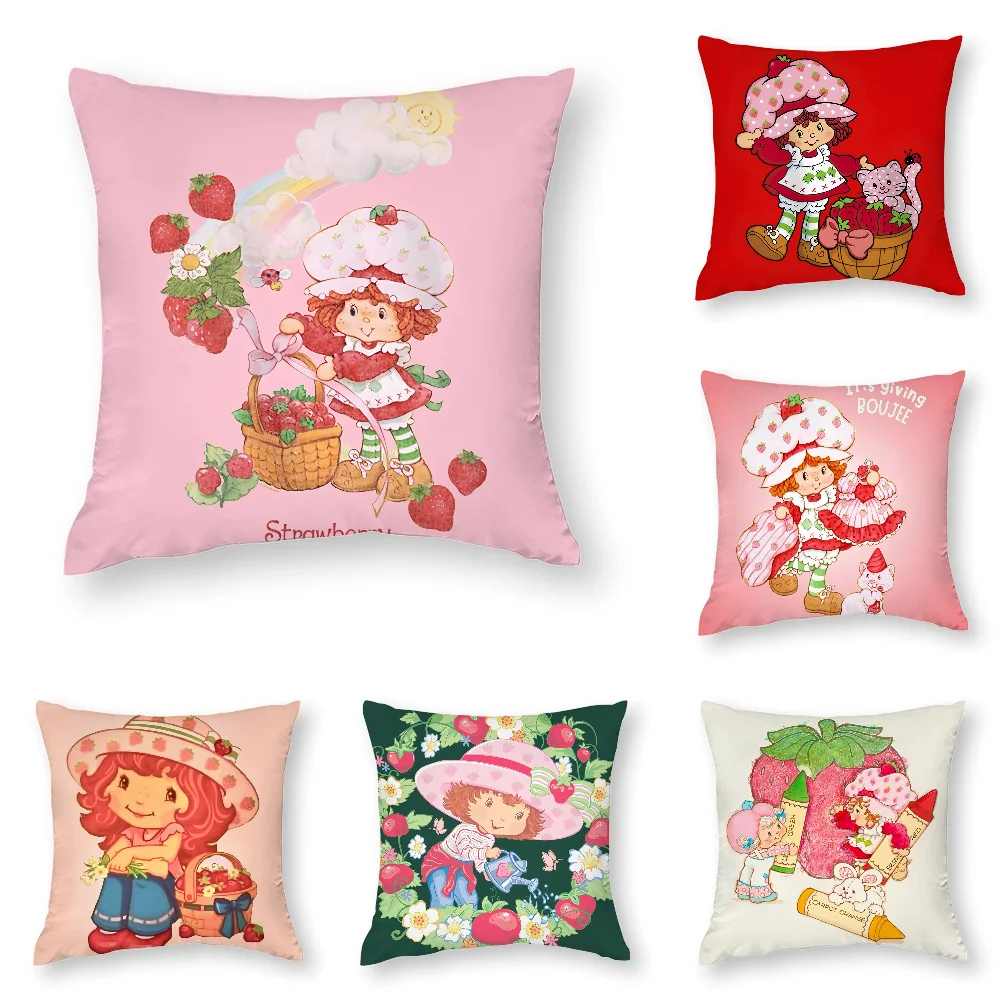 

S-StrawberryS-Cute S-ShortcakeS Pillow Case Polyester Fiber 40*40 cm Home Sofa Throw Pillow Cover Decoration Festival Gift