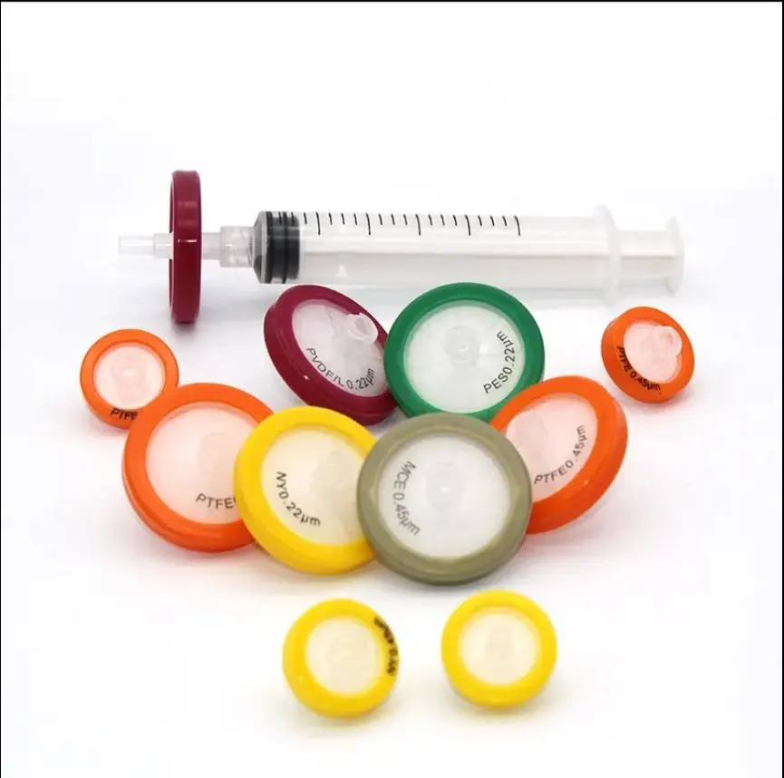 Laboratory Filter 13mm 0.22um Disposable Hydrophilic HydrophobicNylon, PTFE, PES, CA, PP, CE Media Syringe Filter