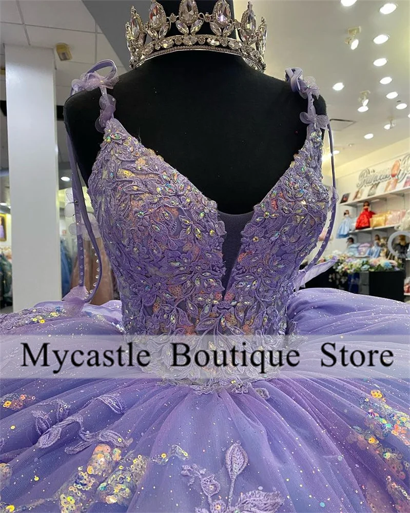 New Arrivals Lavender Flowers Quinceanera Dresses 2025 Ball Gown Appliques Lace Sweet 16 Dress Customized Vestidos De 15 Años