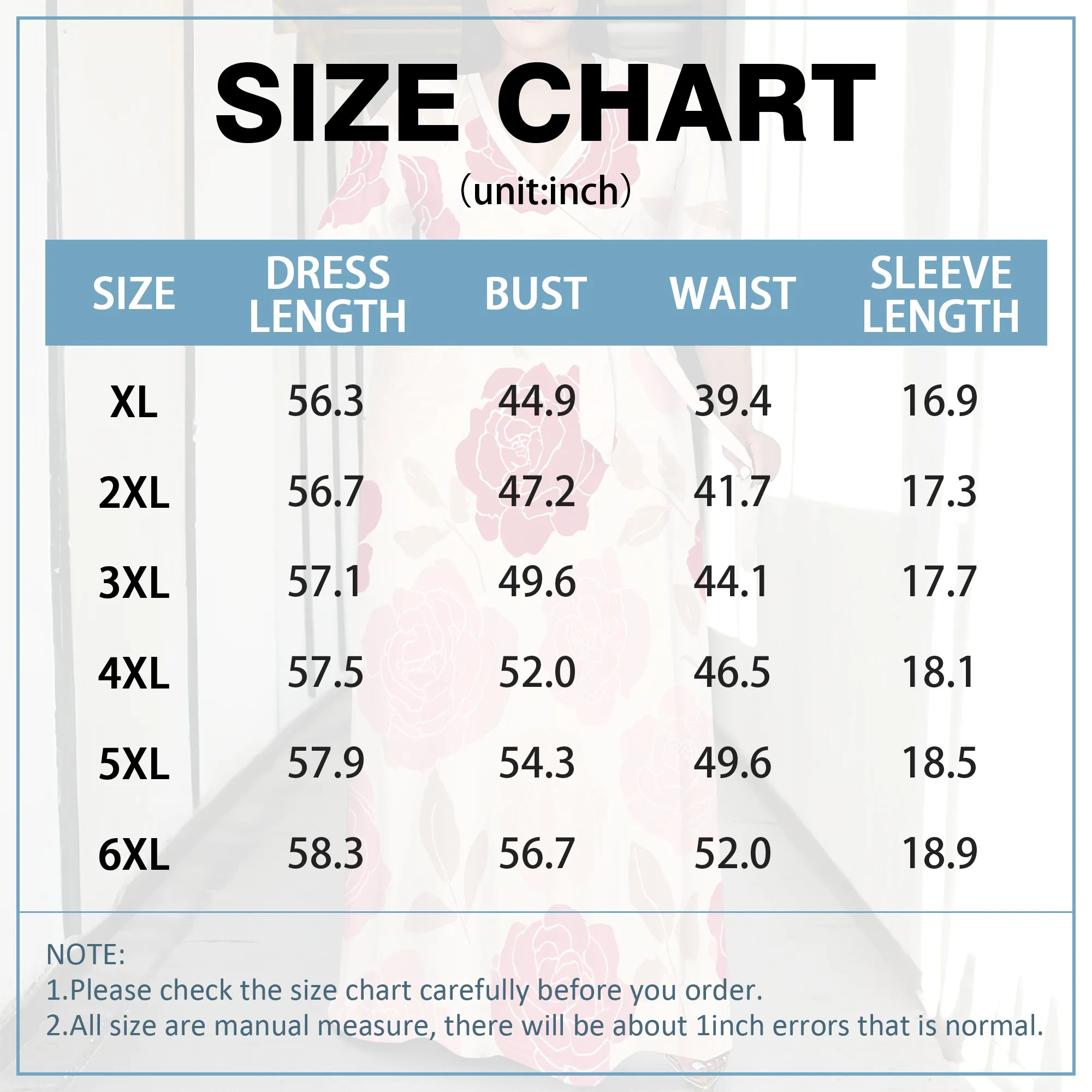 Vestido largo envolvente con estampado de rosas rojas y cuello en V de manga 3/4 para mujer de talla grande, traje de fiesta elegante romántico