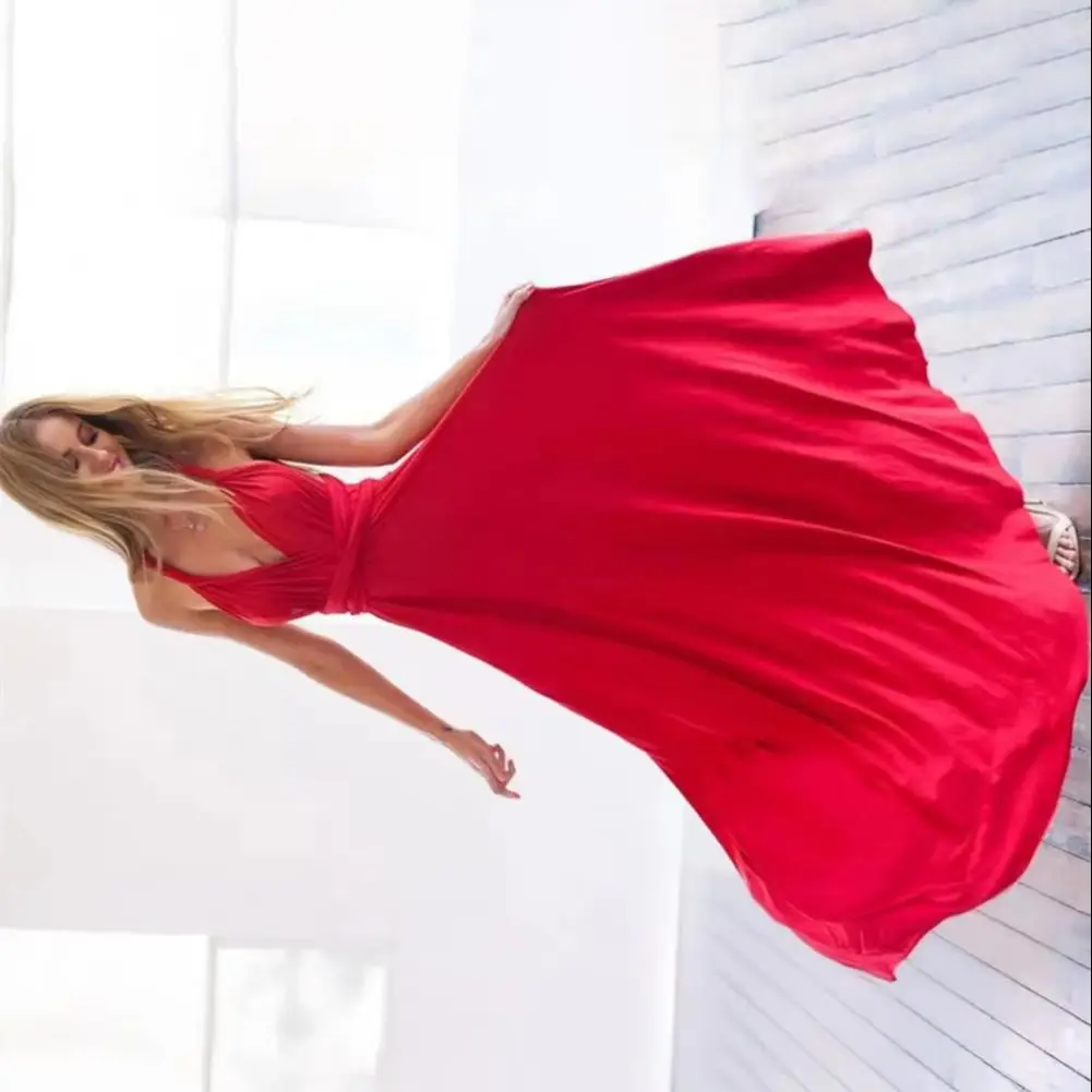 

2025 Bridesmaid Dresses Adjustable Strap Backless Design Diverse Dressing Styles Sexy Tie Up Dresses Wedding Banquet Long Dress