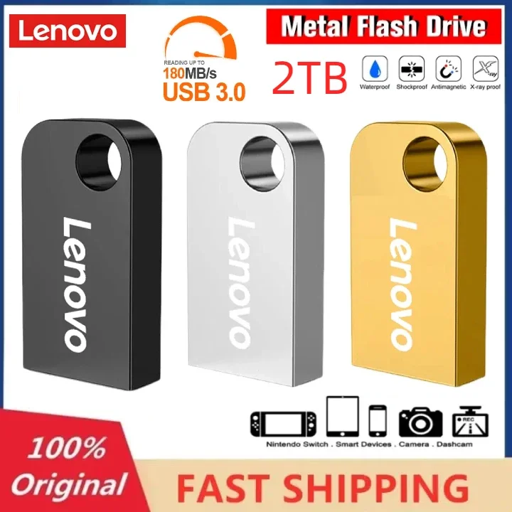 Lenovo-防水USBフラッシュドライブ,金属製Uディスク,USB 3.0,高速,1テラバイト,512GB, 256GB, 128GB,テラバイトGB