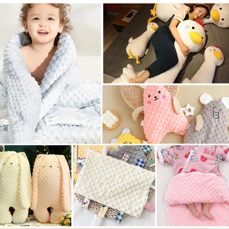 160x50cm Solid Color 3D Embossing Velvet Soft Kids Fabric For Kids Blankets, Plush Dolls, Pillows, Handmade DIY Cloth TJ7286