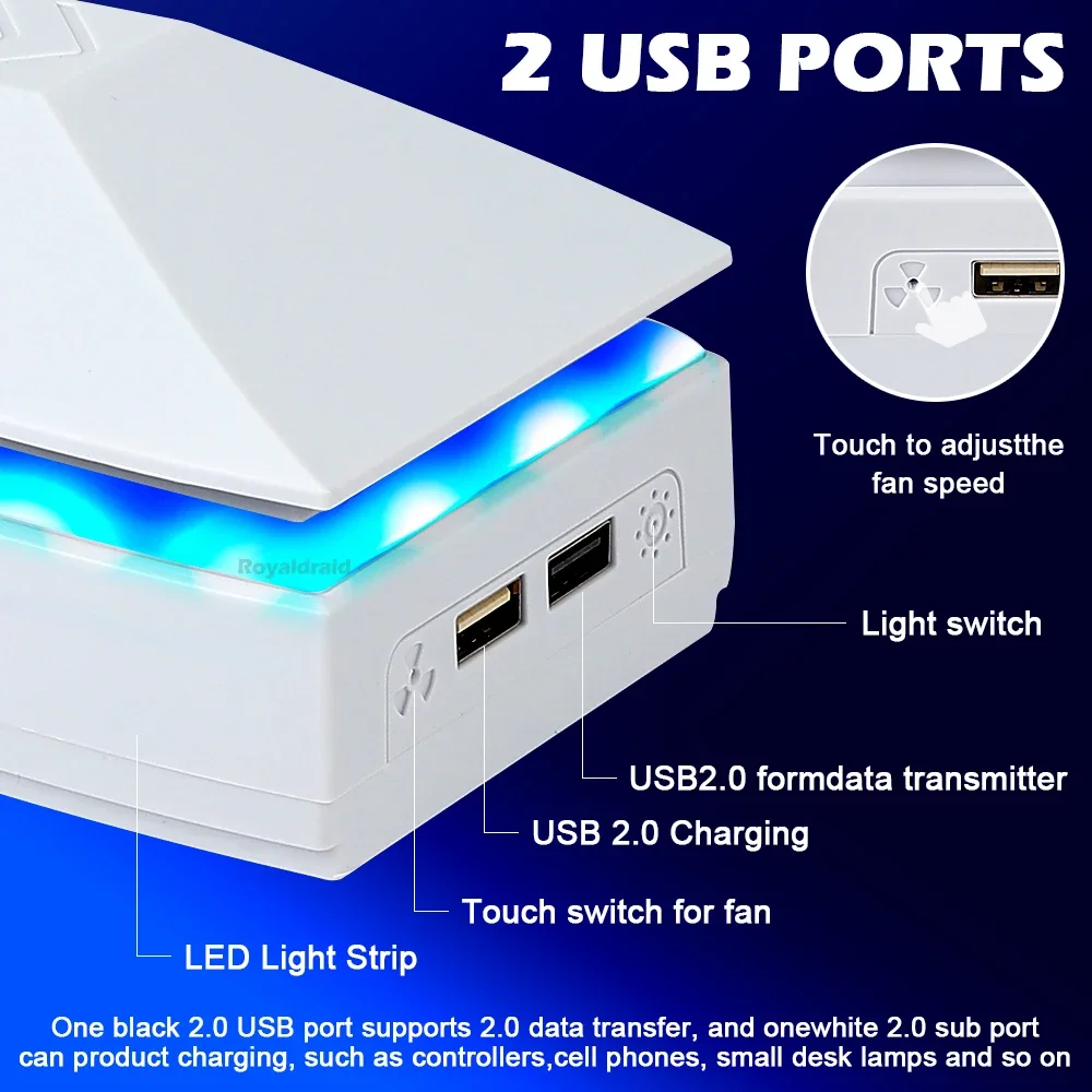 For PS5 Pro Top Cooling Fan With RGB LED Light Game Host Radiator Top Dust-proof Heat Dissipation Fan for PS5 Pro Game Console