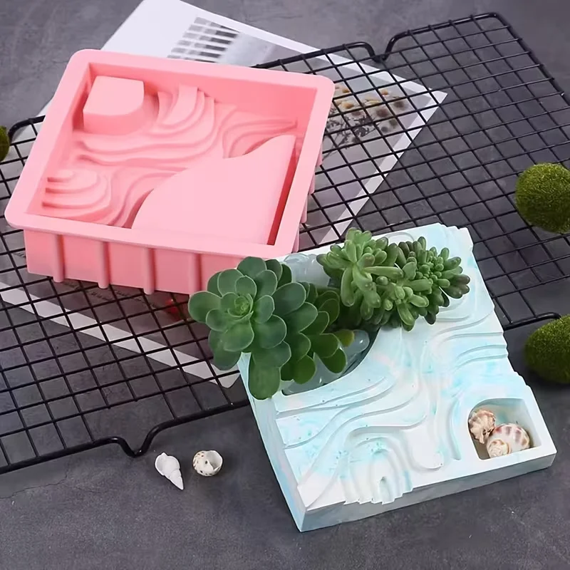 Multifunctional Silicone Mold-Create DIY Cement and Concrete Planters,Candle Holders,and Desk Decor for,Gardening,and Artificial