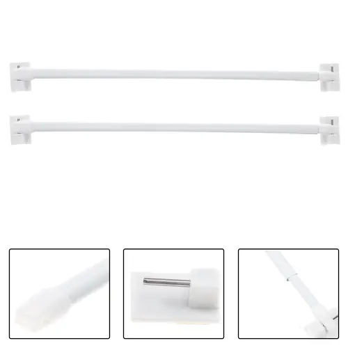 2pcs Extendable Adhesive Curtain Rod Adjustable Plastic Tension Rod No Drill Installation For Bedroom Bathroom Home Hotel Decor - Image 2