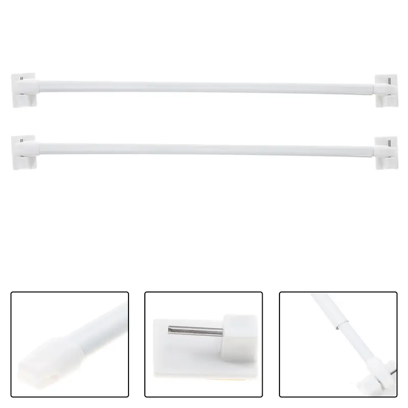 2pcs Extendable Adhesive Curtain Rod Adjustable Plastic Tension Rod No Drill Installation For Bedroom Bathroom Home Hotel Decor - Image 2