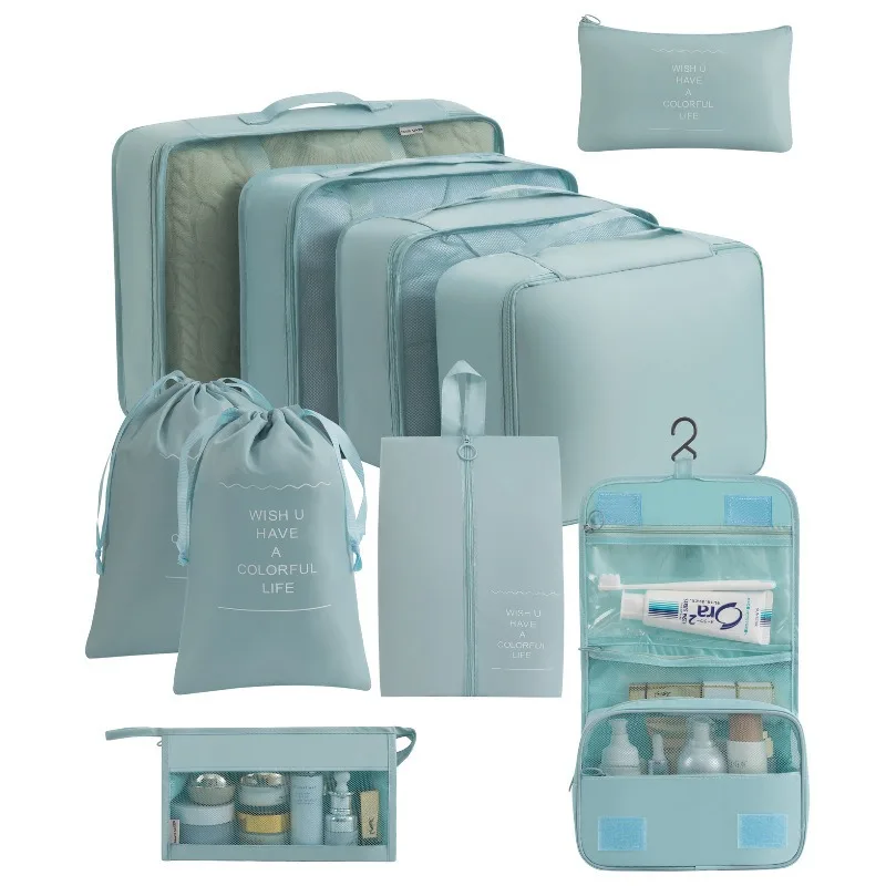 New 3/8/9/10Pcs Travel Set Storage Bags Clothes Toiletries Shoes Organizer Bag Student Dormitories Clothing Sorting Packing Bags