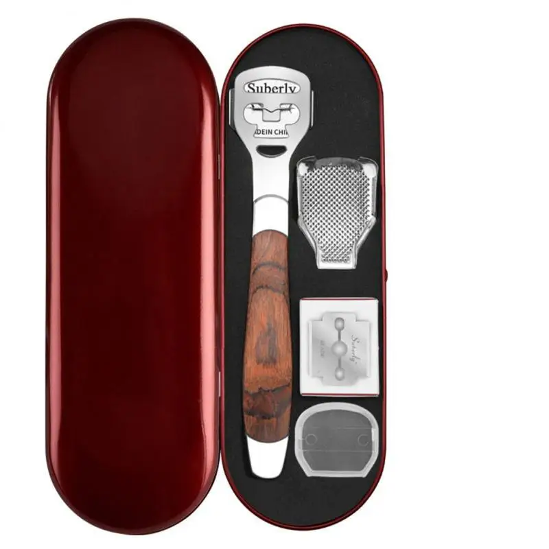 مجموعة كاشط أقدام سهلة الاستخدام ، عناية فعالة بالقدم ، تصميم مريح ، عناية بأقدام الكعب ، مقبض خشب ملون ، يزيل الجلد الميت ، الجلد الميت