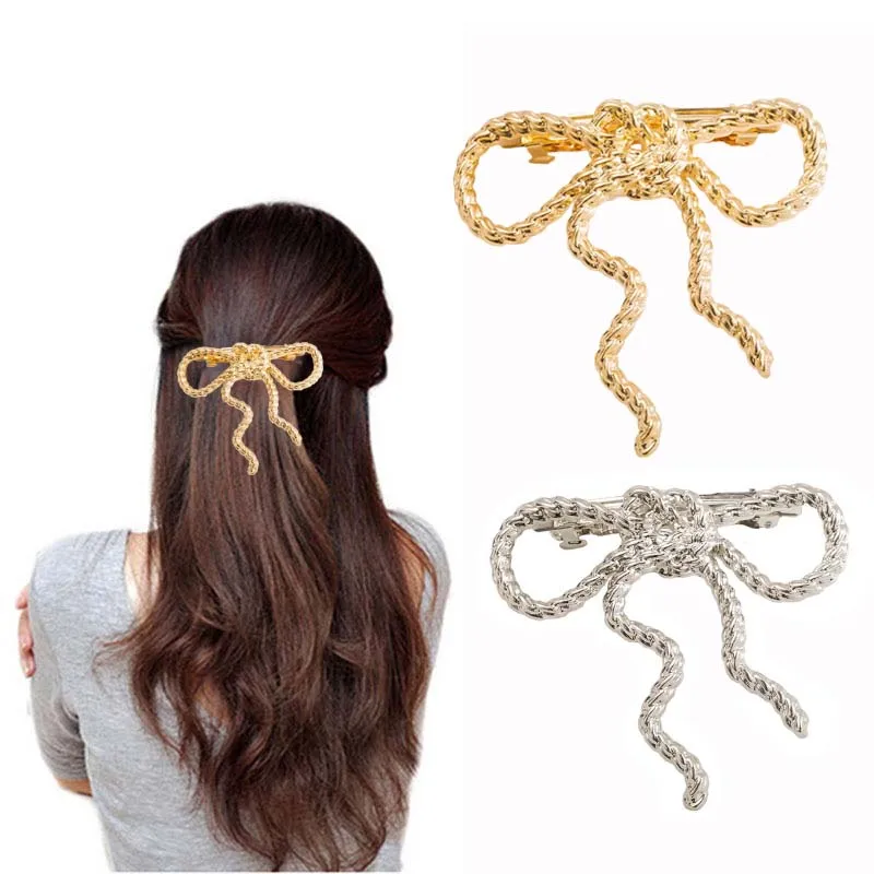 قطعة واحدة من عصابة رأس مرنة مرصعة بالألماس المعدني، عصابة رأس بمشبك شعر على شكل فيونكة حلوة متعددة الاستخدامات