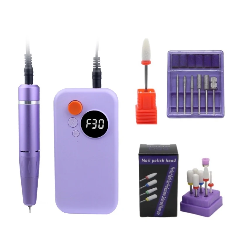 30000RPM Rechargeable Nail Drill Machine for Polished Exfoliation with LCD Display Low Noise Nail Drill Sander for Gel Nails