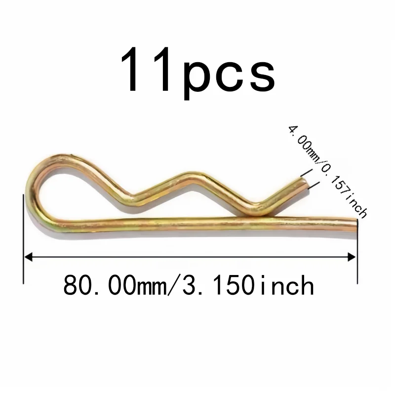 11 pcs 4*80mm M4 M4*80mm Reusable Spring Steel Spring Retaining Pins, Universal Use, Multipurpose Versatile