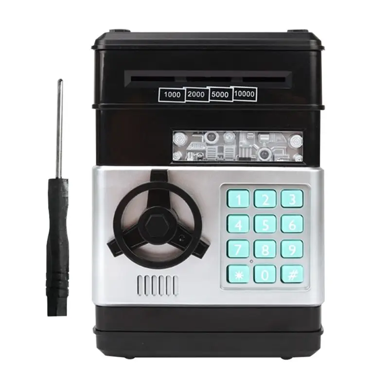 

HOT-1 Set Black Piggy Bank Cash Coin Can ATM Bank Coin Money Bank For Kids Gift Black