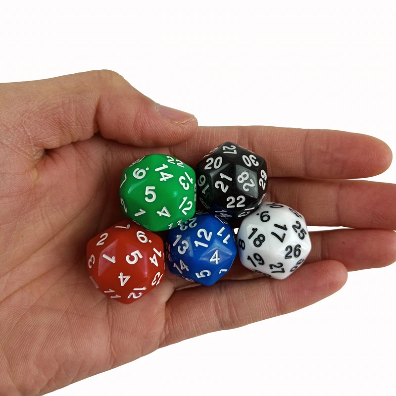 Dice 5Pcs D30 Thirty-surface 2.5cm/0.98inch Digital Dice Quality Colour Acrylic Rounded Corners  Dice