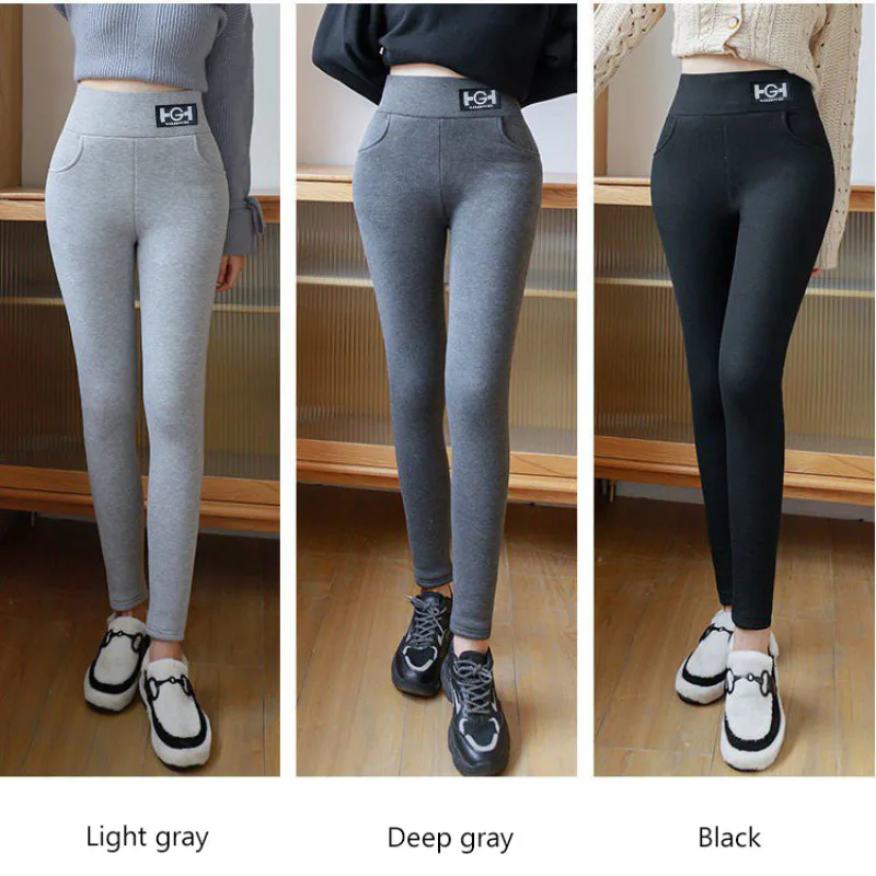 Cashmere Bottoming Pants Extrathick Padded Bottoms Female Warm Pants Gray Lambswool Leggings Bottomi