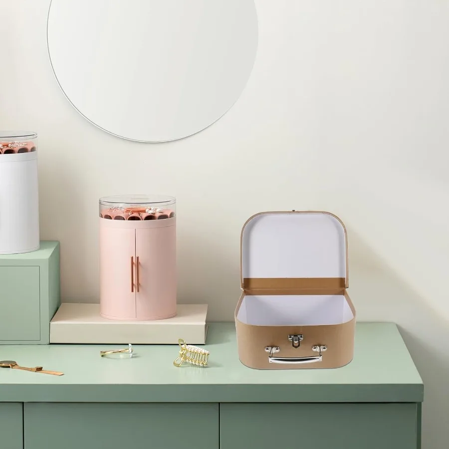 Cajas de maletas de cartón Maletas de papel: cajas de almacenamiento de cartón Drative con asas Maleta vintage Caja de embalaje Dr para Hom