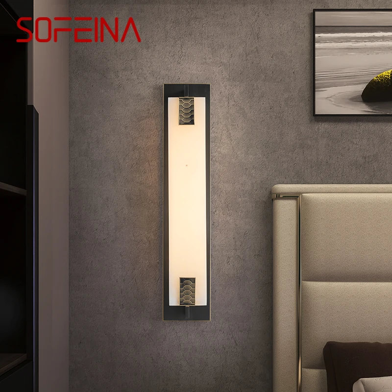 

SOFEINA Brass Wall Light LED Modern Luxury Marble Sconces Fixture Indoor Decor for Home Bedroom Living Room Corridor