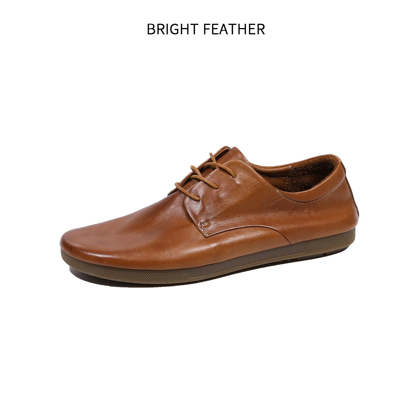 

Casual Genuine Leather Men's Shoes Brown Lace-up Soft-soled Horse Leather Vintage Driving Shoes Summer