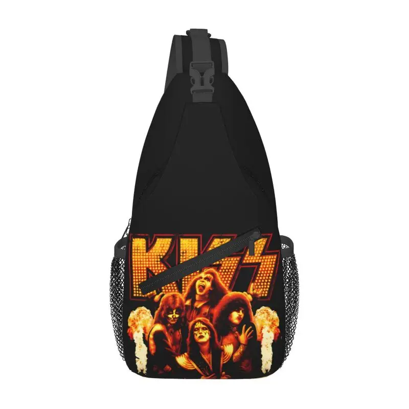 

Cool Heavy Metal Rock Music Band Kiss Crossbody Sling Backpack Men Shoulder Chest Bag for Traveling