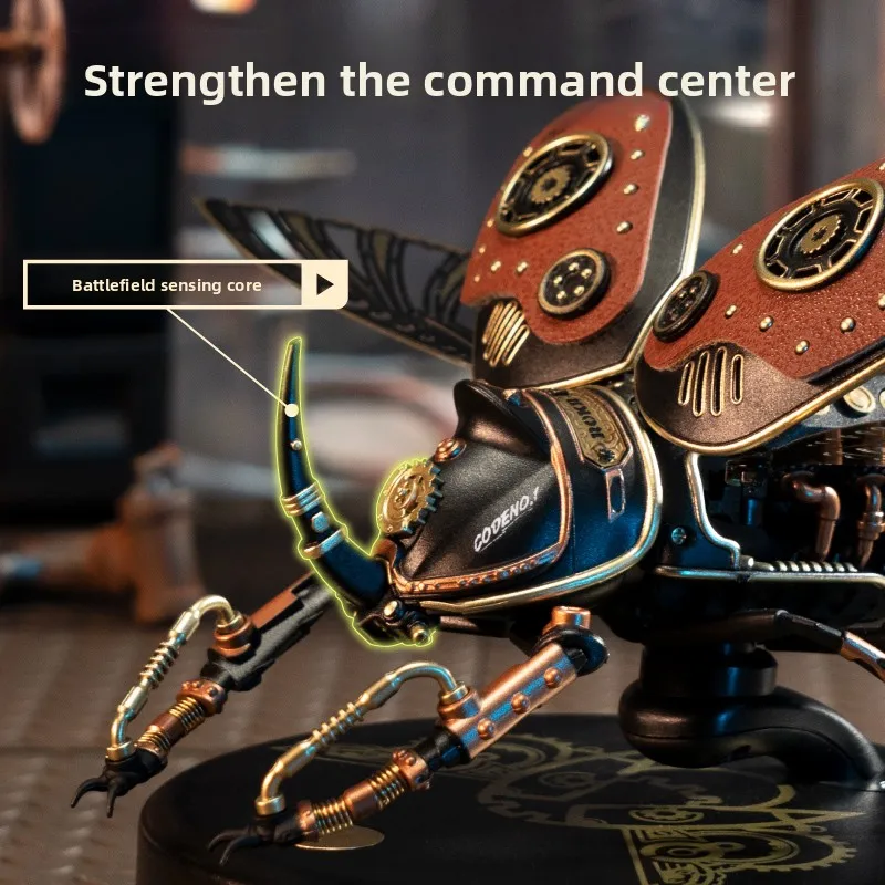 Modèle d'assemblage en métal de coccinelle de rhinocéros de contrôle Intelligent pour les garçons cadeau d'anniversaire bloc de construction Puzzle jouet mécanique fait à la main