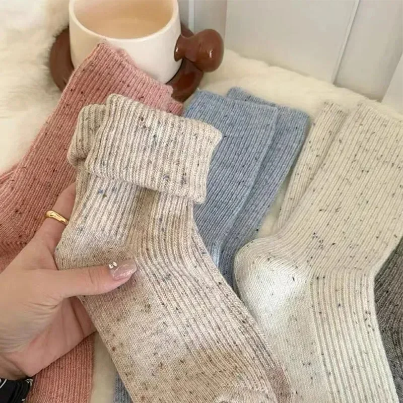 1pairs Soft Wool Socks Women's Female Winter Warm Women Socks Super Thicker Solid Sheep Wool Against Cold Snow Thermal Socks