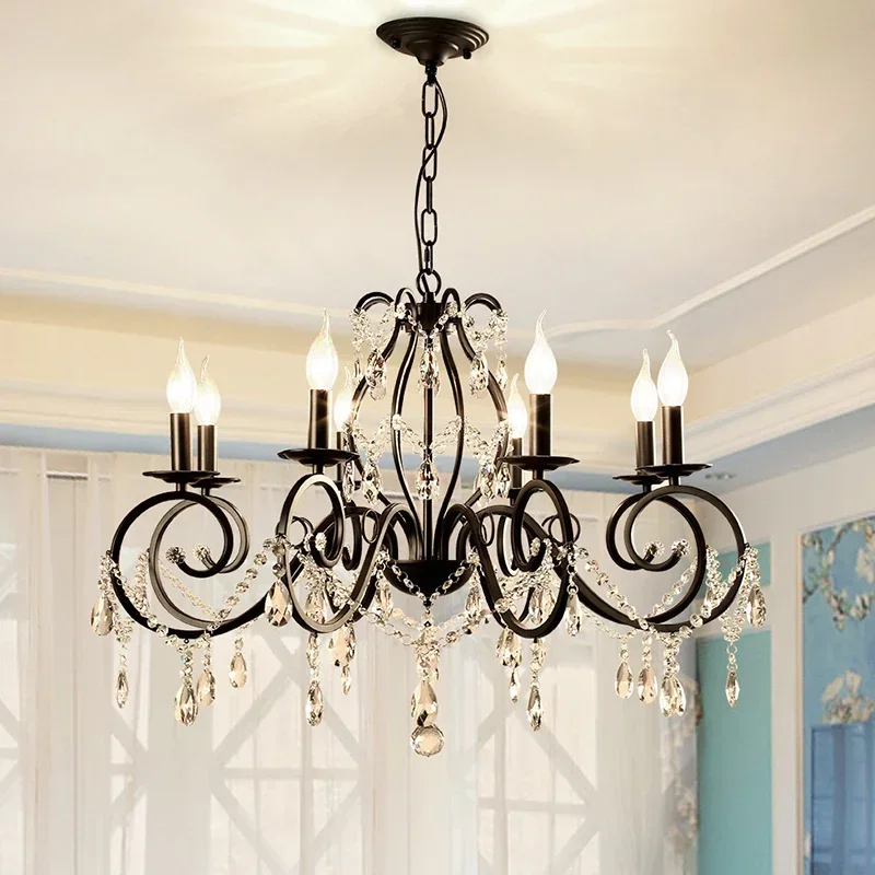 

Decoration Crystal Chandelier Lighting American Retro Suspension for Living Room Bedroom Hotel Dinning