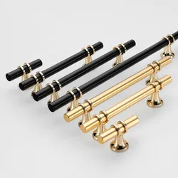 Modern Zinc Alloy Black Gold Door Handles Kitchen Cabinet Handles Solid Drawer Knobs Fashion Furniture Handle Hardware Furniture