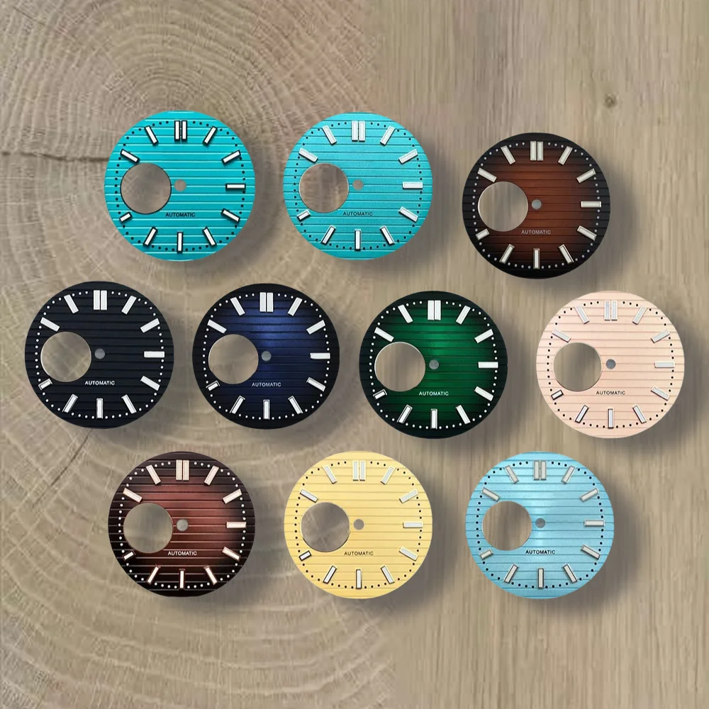 

S Logo 30.5mm Hollow Out white Nautilus Dial NH38 Dial High Quality Watch Modification Accessories with Green Luminous