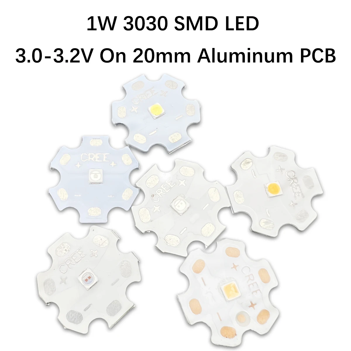 

100PCS 3030 flat white laser bead circular three ampere chip 1W white light warm white light LED high-power 3V lamp copper plate