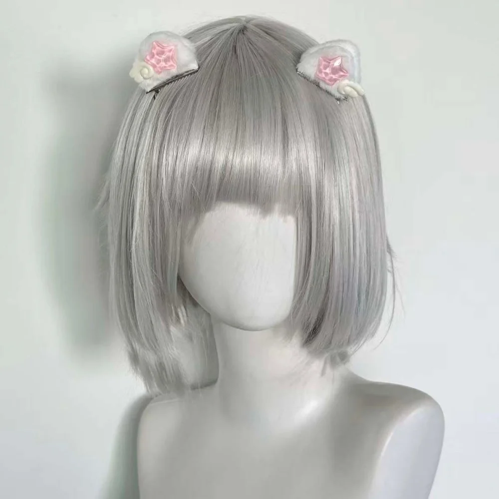 Cute Fluffy Plush Cat Ears Hair Clips Star Wing Decor Kitty Ear Hair Barrettes Women Sweet Fairy Daily Party Cosplay Head Decor