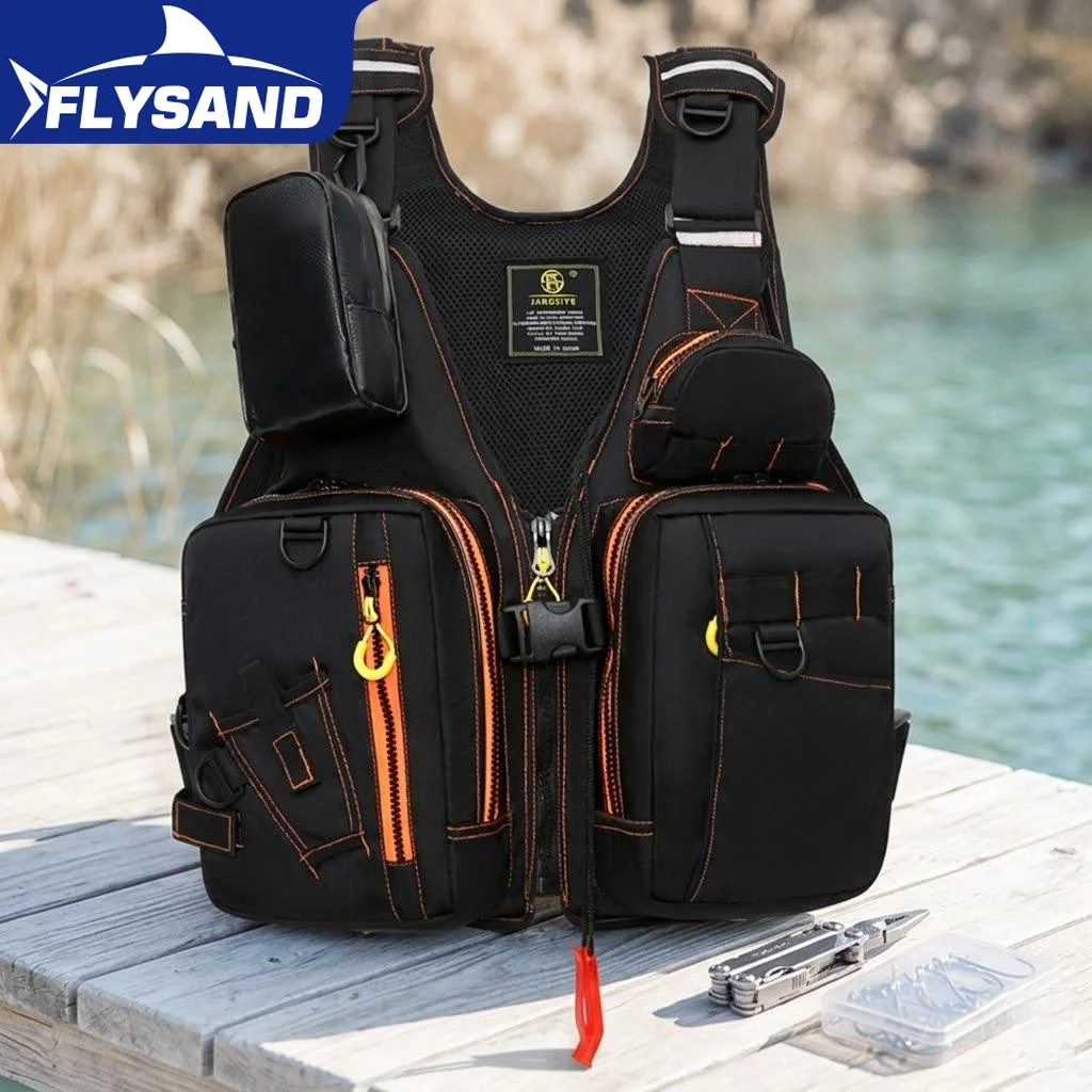 

Outdoor Fishing Life Jacket Vest Multi Functional Safety Buoyant Multiple Pockets Storage Fishing Vest