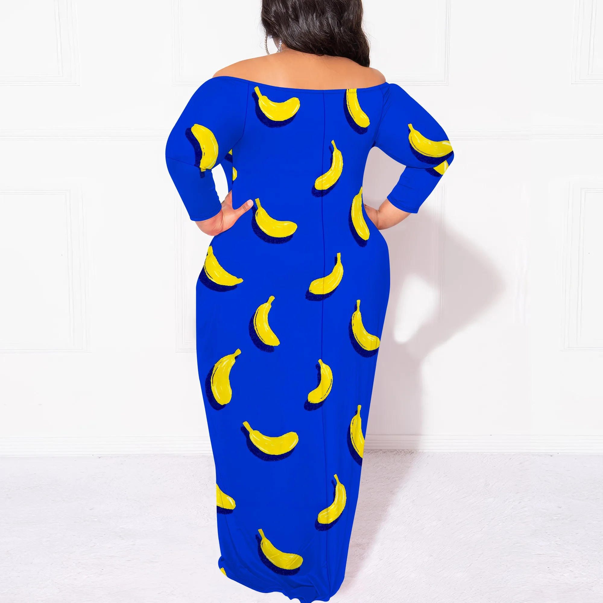Plus Size Dresses for Curvy Women Sexy Off Shoulder Fall Dress Solid Club Party Cocktail Fishtail Maxi Dress