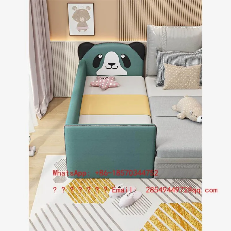 Solid Wood Splicing Bed with Guardrail Widening Bed