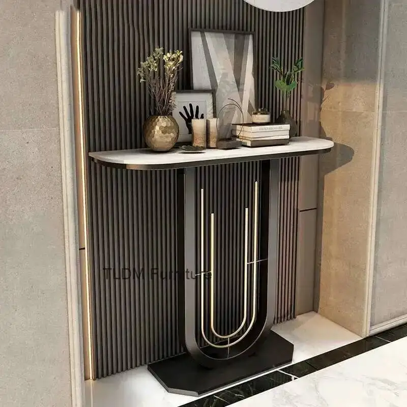 

Modern Nordic Console Table Metal Midcentry Entrance Lobby Console Table Luxury Hallway Wohnzimmer Tisch Living Room Furniture
