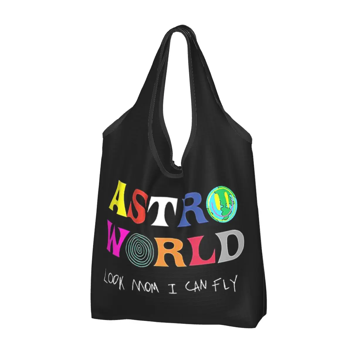 Astroworld Look Mum I Can Fly Portable Tote Shopping Bags Reusable Shopper Bag Grocery Handbag Shoulder Bag