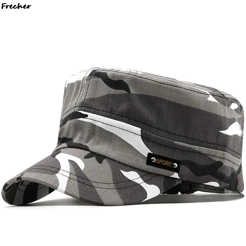 Camouflage Trendy Trucker Cap Men Camouflage Flat Caps Fishing Hunting Jungle Hat Outdoor Breathable Cotton Snapback Hats Gorras