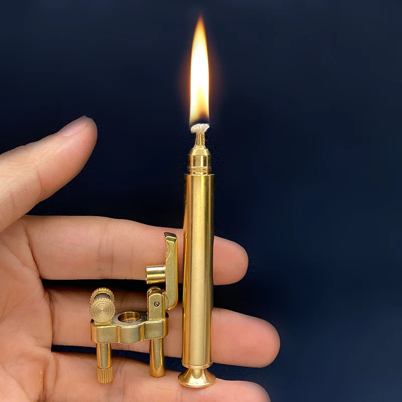 

Novel Retro Side Sliding Grinding Wheel Lighter Torch Shaped Bamboo Lighter Small Portable Cigarette Accessories Men's Gift
