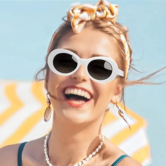 

2025 New Retro Korean Round Frame Sunglasses Fashion Elliptical Frame Glasses Trendy Men's and Women's Sunglasses