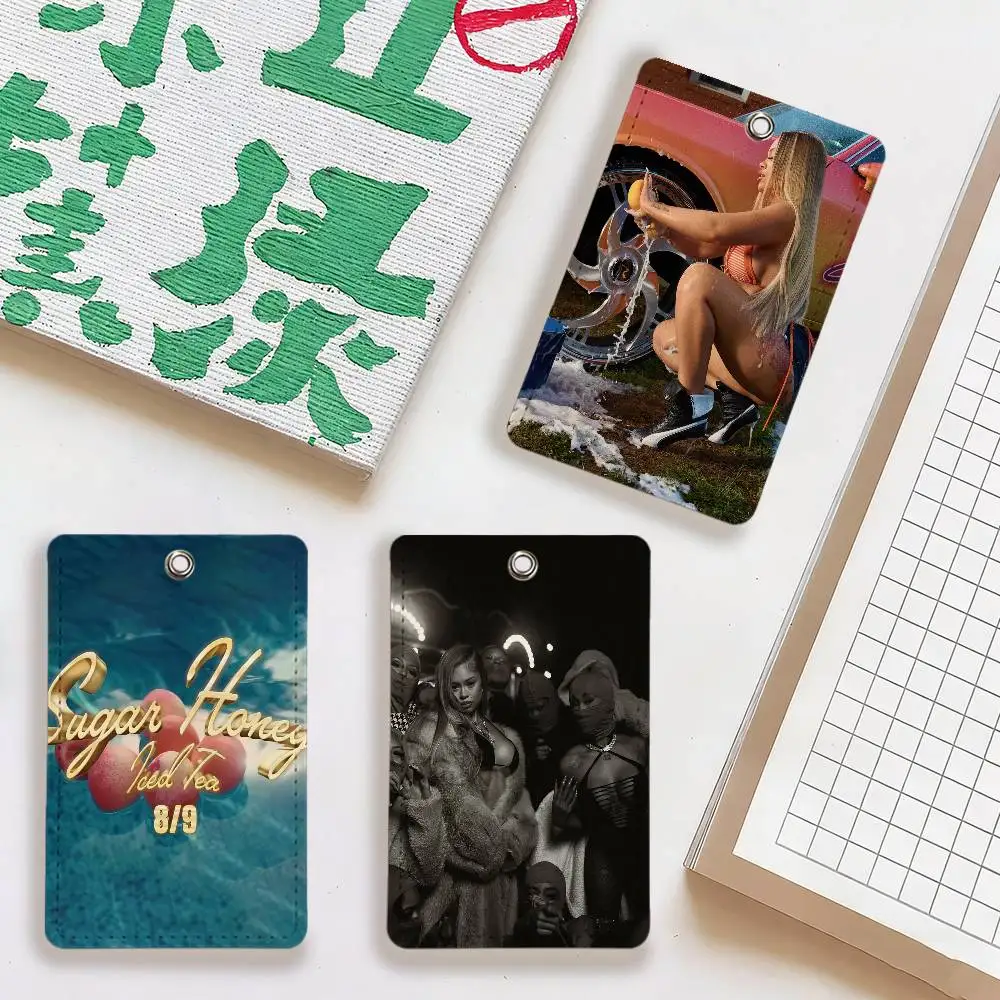 مغني الراب L-Latto السكر العسل مثلج حافلة منزل بطاقة الوصول الغطاء الواقي المدرسة مستطيلة المفاتيح بو الجلود معرف الأكثر مبيعا